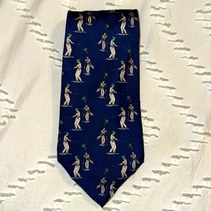 EUC Vintage Polo by Ralph Lauren Golfer Caddie 100% Silk Golf Tie Navy Green 4"